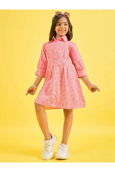 Stylo Bug By Styli All Over Print 3/4 Sleeves Shirt Dress