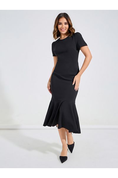 Luxewave By Styli Solid Mermaid Fit Midi Dress