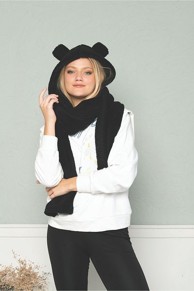 MyBen Plyšová čepice s kapucí Šála Welsoft Fleece Krční límec Šála Větruodolná čepice do uší Kpşnl05