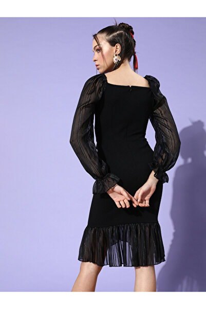 Miss Chase By Styli Ruched Ruffle Detail Mini Dress