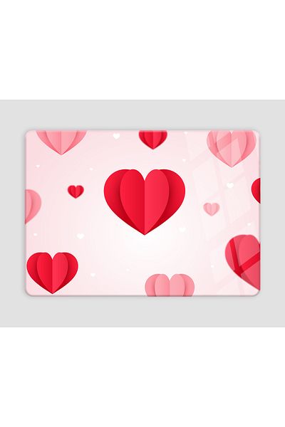 DreamHomes 25*35 Glass Cutting Board - Red Pink Heart