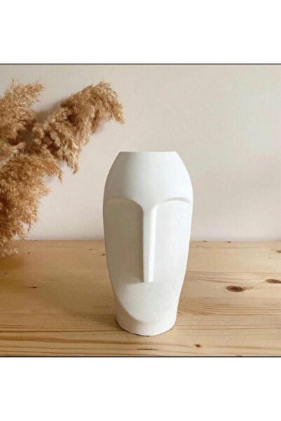 Ayhome Decoration Iskandinav Stoneface Vazo 22x9cm El Yapımı Dekoratif Vazo