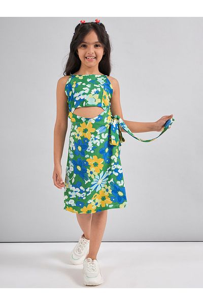 Stylo Bug By Styli Flower Print Cut-Out Detail Dress