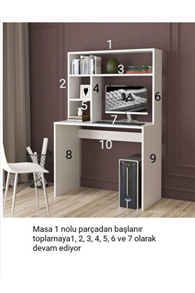 Genel Markalar 150 Cm Çalışma Masası. Bilgisayar Masası. Kitaplıklı Çalışma Masası. Laptop Masası. Suntalam 76 Cm
