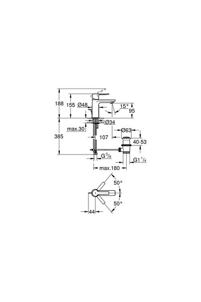 Grohe صنبور حوض خطي ذو تحكم واحد مقاس S (32114001)