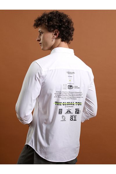 Ketch By Styli Slim Fit Typography Print Cotton Casual Shirt