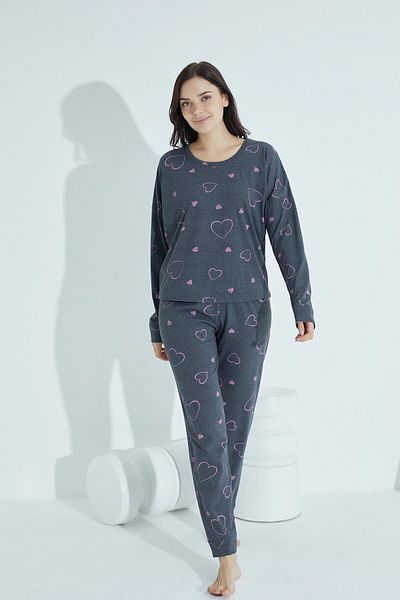 WAYNAP Women's Patterned Pajama Set Crew Neck Waynap 957