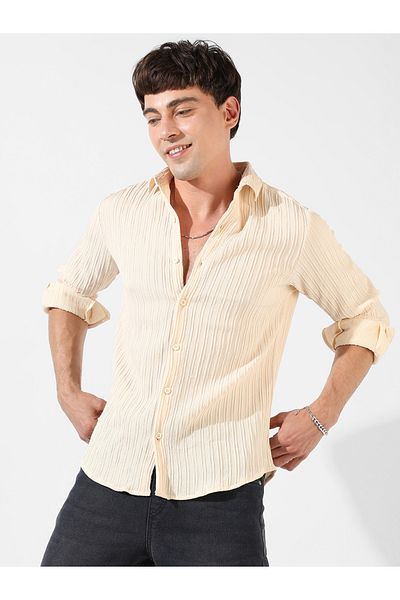 Campus Sutra By Styli Self-Design Textured Button-Down Shirt
