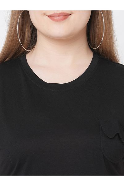Mish By Styli Contrast Trim Extended Sleeves T-Shirt