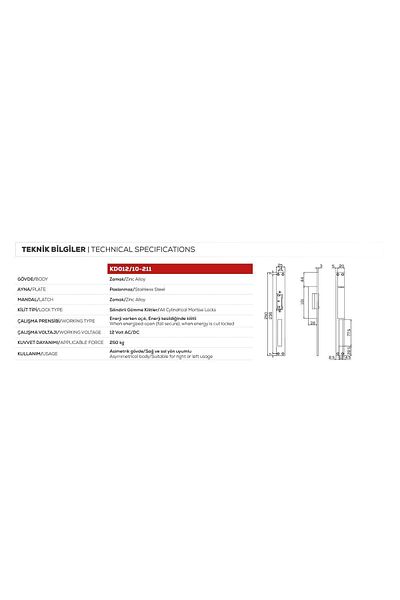 Kale Kilit Kale 211 Push Open Electric Lock Striker Stainless Kd012/10-211