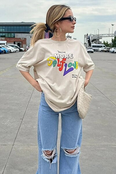 oneagılyazı Tricou oversize cu imprimeu Self Love