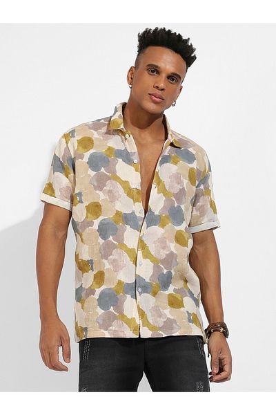 Campus Sutra By Styli Abstract Print Short Sleeves Casual Shirt