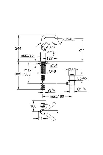 Grohe Essence Single Control 1/2"L Sink Faucet - 24174GN1