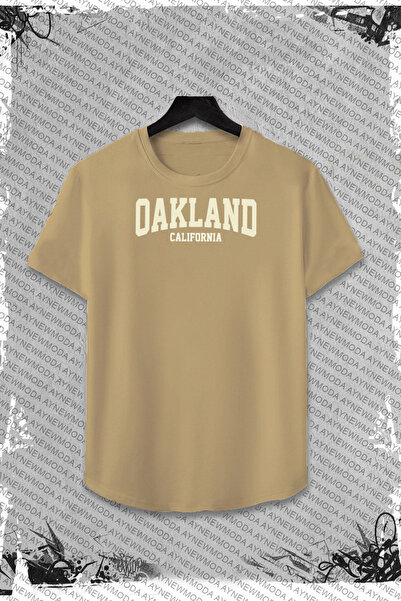 arıkoğlu kumaşçılık Oakland Printed Unisex Oversize T-Shirt and Sweatpants - 2-Piece Bottom Milk Set