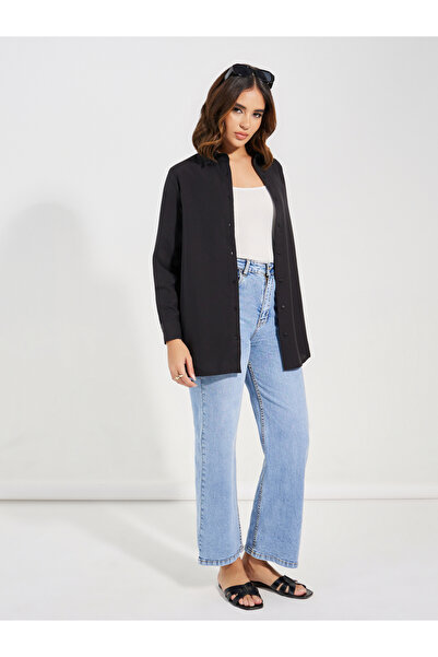 Styli قميص طويل منسوج بأزرار وأزرار