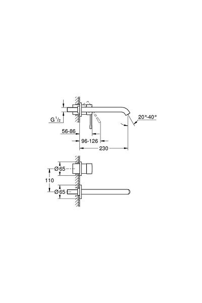 Grohe Essence New Two Holes Wall Sink Faucet - 19967gl1
