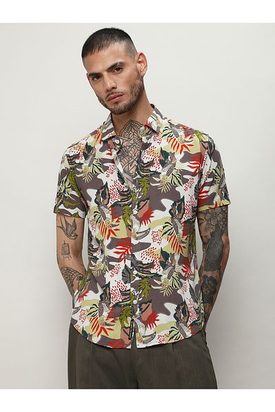 Campus Sutra By Styli Artistic Jungle Print Casual Shirt
