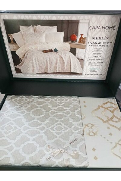Çapa Home 9 PARÇA PREMİUM ÇARŞAF PİKE NEVRESİM KOMPLE GELİN SETİ