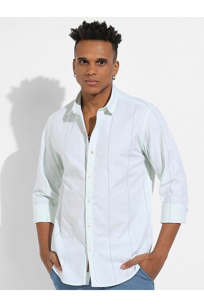 Campus Sutra By Styli Heathered Pinstriped Casual Shirt