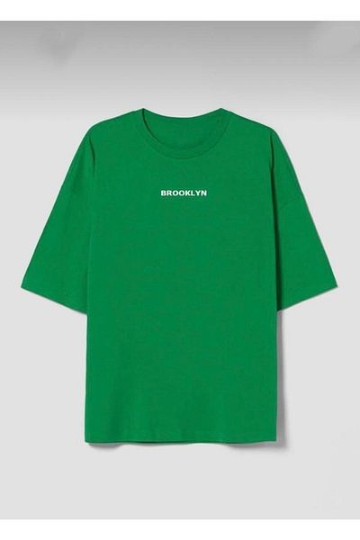 NO 601 Μπλουζάκι Brooklyn Written Unisex Pine Green Oversize