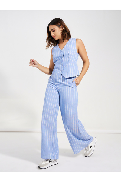 Styli Woven Striped Sleeveless Waistcoat