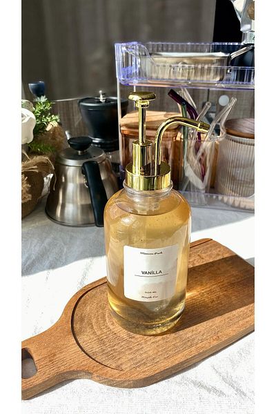 MİMOZA PARK 500 ml Crystal Glass Oil Bottle - Smart Head Vinegar Round (12 Gift Sticks)