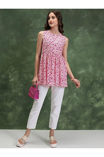 Vishudh By Styli Floral Print Sleeveless A-Line Top