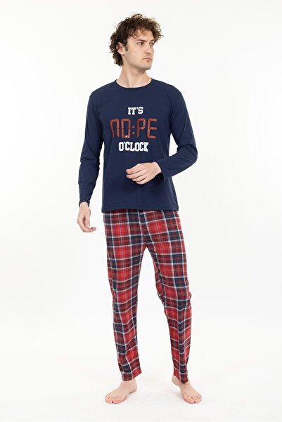 TAMPAP Erkek Baskılı Pijama Takımı Uzun Kollu Tampap Nope