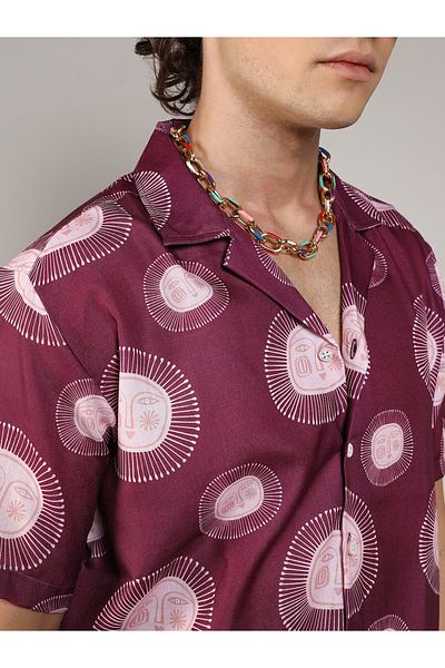 Campus Sutra By Styli Graphic Print Casual Shirt with Buttons