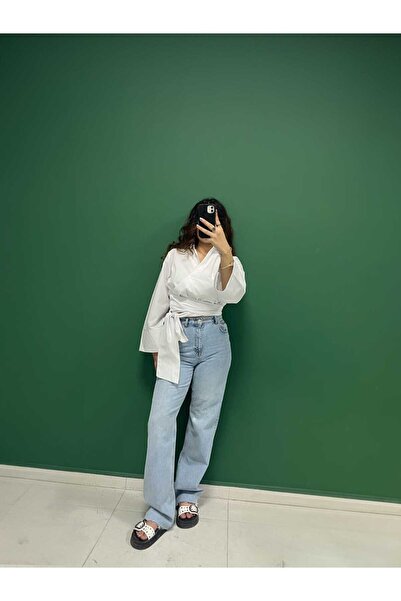 greenrise Kadın Açık Mavi Yüksek Bel Palazzo Jeans