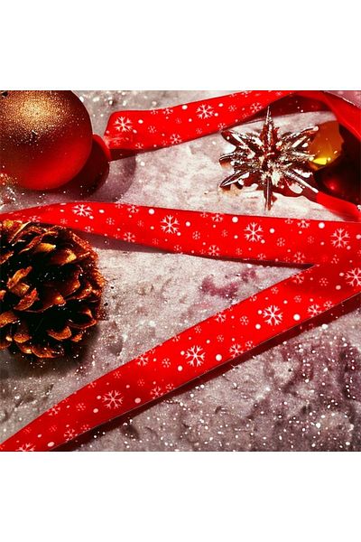BukiroAtelier 2 Meters Patterned Pine Tree Christmas Ribbon - Packaging Ribbon