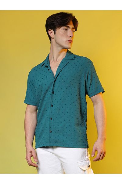 Campus Sutra By Styli Dobby Regular Fit Shirt with Button Placket
