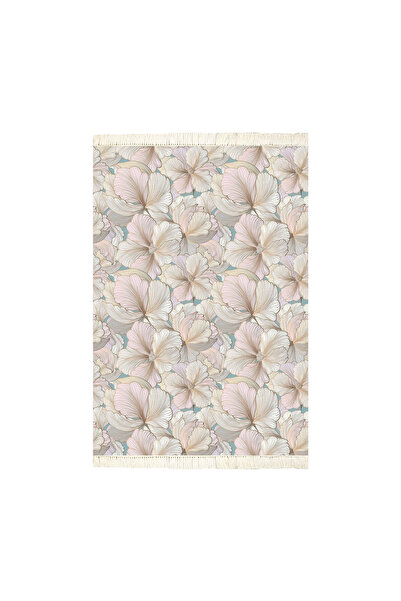 In House Velvet Turkish Rectangular Decorative Carpet -Light Pink - 120x80 cm