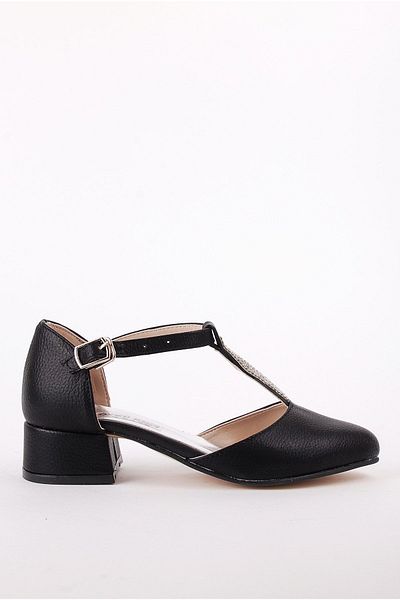 ÖYKÜ BEBE Girl's Black Evening Dress Buckle Heeled Shoes