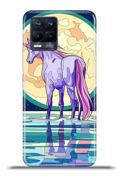 cupcase Realme 8 Compatible Case Flexible Silicone Camera Protection 4K Patterned Cover - Unicorn Look