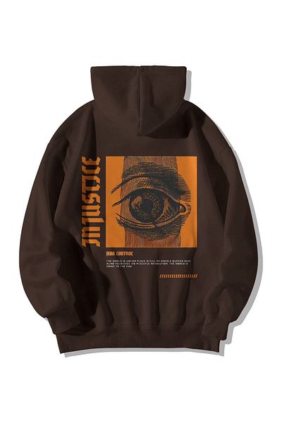 Stadium Καφέ Unisex Oversize Hooded Kangaroo Pocket Fear Control Φούτερ με κουκούλα