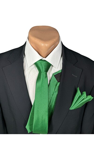 HARES Grass Green Satin - Limited Edition Tie and Handkerchief Set