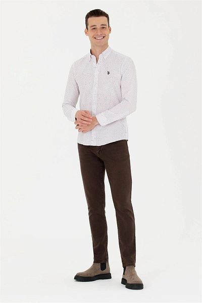 U.S. Polo Assn. Ανδρικό μπορντό μακρυμάνικο πουκάμισο ARIEN CLOTHING