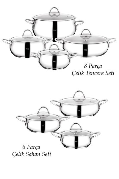 Taç Vitabox 14 Piece Set - Steel Pot and Storage Container
