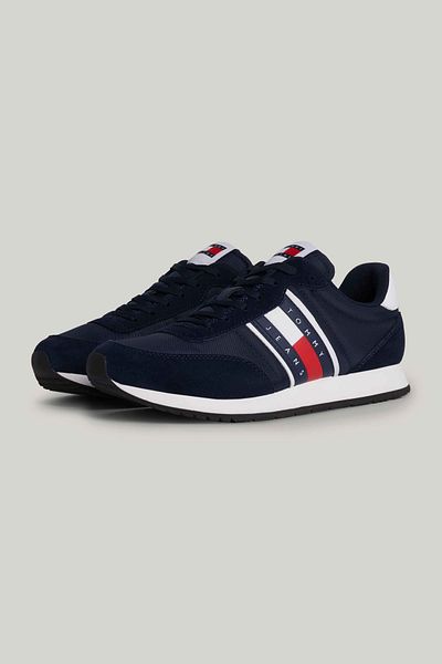 Tommy Hilfiger Erkek Marka Logolu Bağcıklı Kaydırmaz Tabanlı Günlük Lacivert Sneaker EM0EM01351-C1G