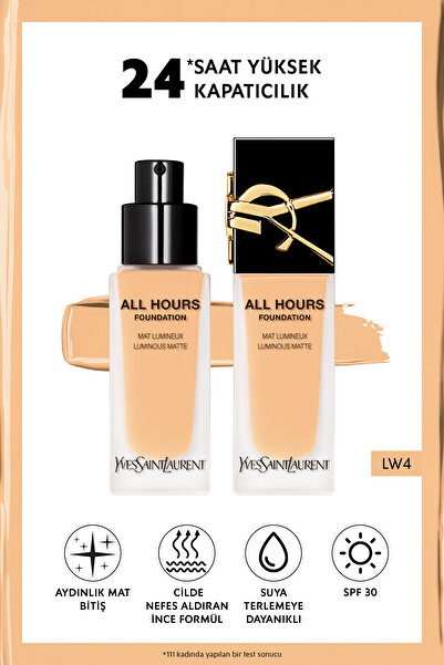 Yves Saint Laurent All Hours Tüm Gün Süren Işıltılı Mat Bitişli Fondöten Lw4 ...