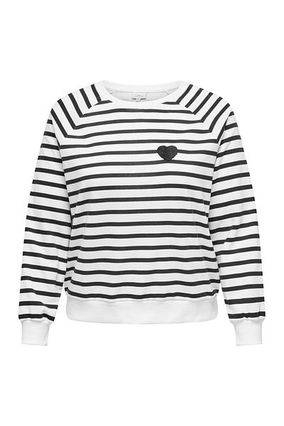 Only Carmakoma CARJUDY Rundhalsausschnitt Streifen Herz L/S SWT JRS