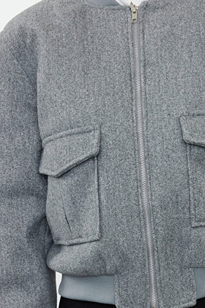 Trendyol Collection Šedý kabát Bomber Jacket - razítko, TWOAW25MO00085