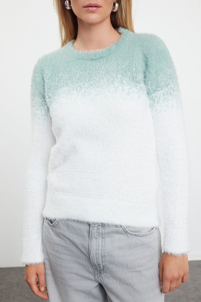 Trendyol Collection Mint Rope Knitwear Sweater - Beard/Feather, TWOAW22KZ0092