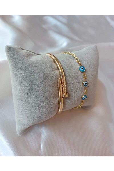 BERS AKSESUAR Women's Gold Plated Tarnish Resistant Original Invoice Combination Bracelet