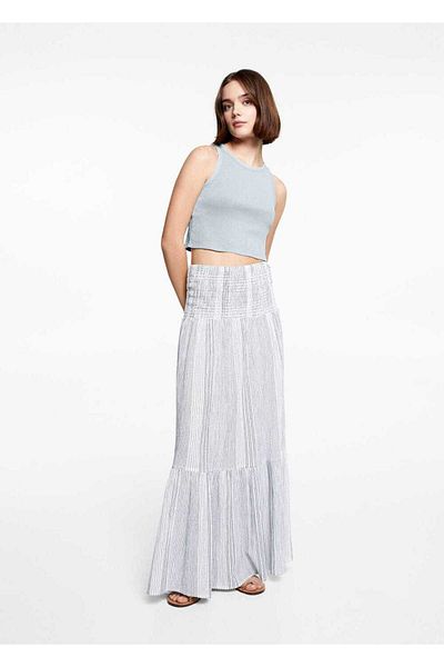 Mango Teen Βαμβακερή cropped μπλούζα