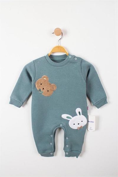 TRENDİMİZBİR (BY MURAT BABY) Rabbit & Bear Embroidered Baby Romper