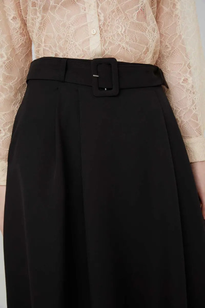 Gusto Flared Long Skirt - Black