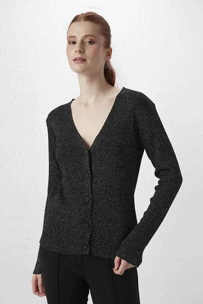 Gusto Glitzernder Strickcardigan - Schwarz