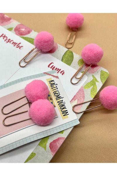 Kağıt Gemi Dükkan Pink 2-pack Pompom Paper Clips